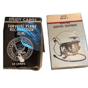 Vintage 1973 US Navy Survival Plant Recognition & Aviation Equipment Study Cards